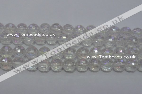 CCC414 15.5 inches 12mm faceted round AB-color white crystal beads