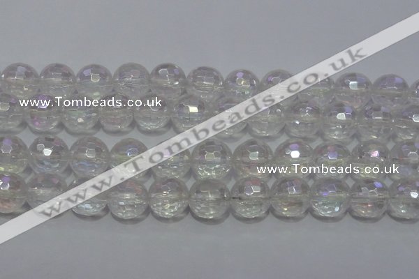 CCC415 15.5 inches 14mm faceted round AB-color white crystal beads