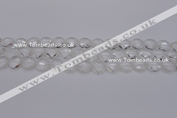 CCC502 15.5 inches 8mm faceted coin natural white crystal beads