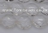 CCC504 15.5 inches 12mm faceted coin natural white crystal beads