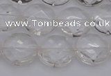 CCC504 15.5 inches 12mm faceted coin natural white crystal beads