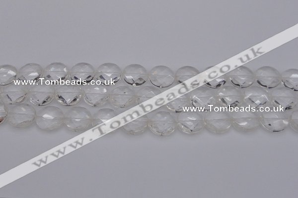 CCC506 15.5 inches 16mm faceted coin natural white crystal beads