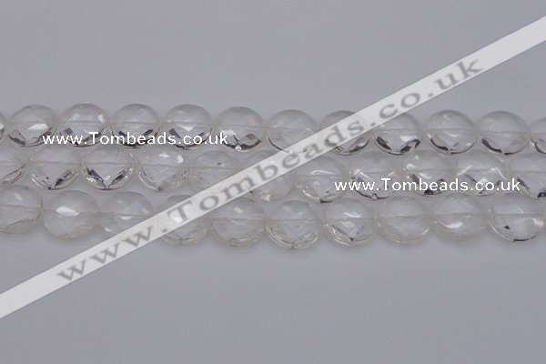 CCC508 15.5 inches 20mm faceted coin natural white crystal beads