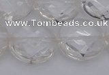 CCC510 15.5 inches 25mm faceted coin natural white crystal beads