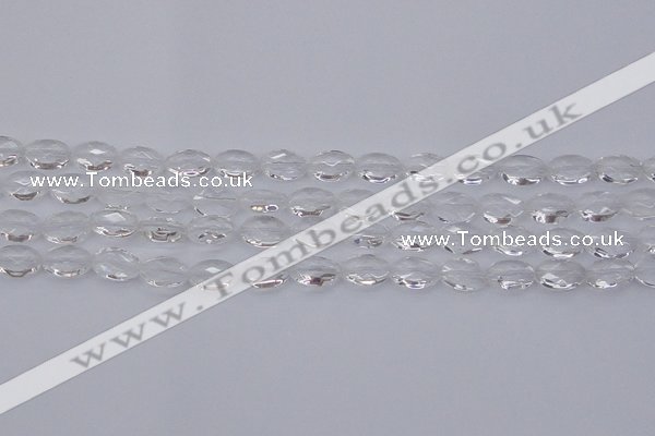 CCC513 15.5 inches 10*14mm faceted oval natural white crystal beads