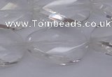 CCC522 15.5 inches 20*30mm twisted & faceted oval white crystal beads