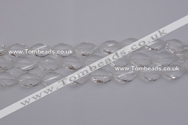 CCC525 15.5 inches 15*20mm twisted & faceted teardrop white crystal beads