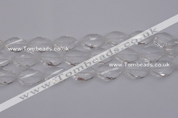 CCC527 15.5 inches 20*30mm twisted & faceted teardrop white crystal beads