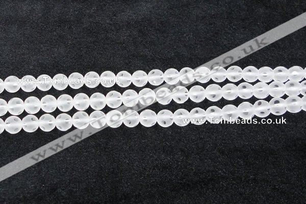 CCC607 15.5 inches 8mm faceted round matte natural white crystal beads