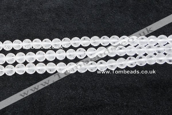 CCC608 15.5 inches 10mm faceted round matte natural white crystal beads