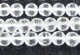 CCC611 15.5 inches 6mm faceted round matte natural white crystal beads