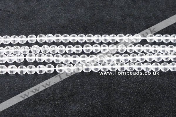 CCC612 15.5 inches 8mm faceted round matte natural white crystal beads