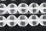 CCC613 15.5 inches 10mm faceted round matte natural white crystal beads