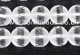 CCC613 15.5 inches 10mm faceted round matte natural white crystal beads