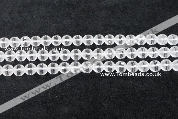 CCC613 15.5 inches 10mm faceted round matte natural white crystal beads