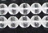 CCC614 15.5 inches 12mm faceted round matte natural white crystal beads