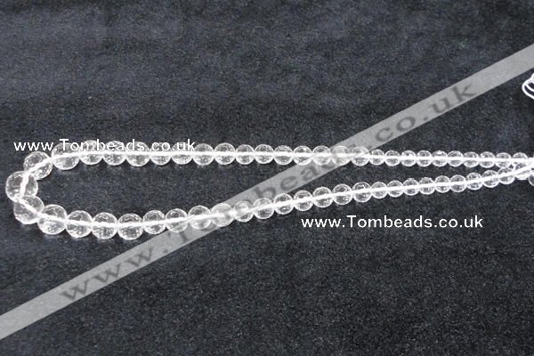 CCC616 15.5 inches 6mm - 12mm faceted round natural white crystal beads