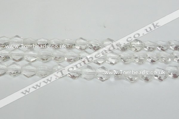 CCC750 15.5 inches 14*14mm faceted hexagon natural white crystal beads