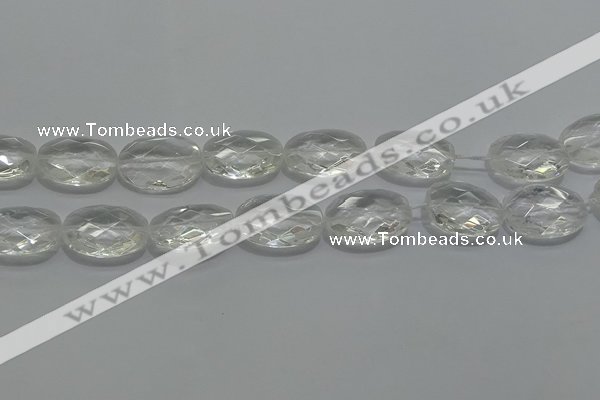 CCC805 15.5 inches 18*25mm faceted oval natural white crystal beads