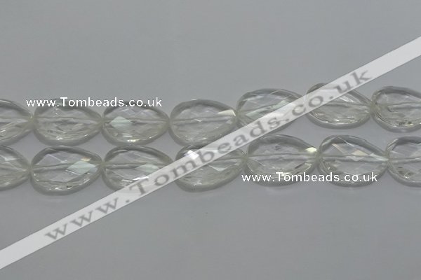 CCC812 22*30mm faceted flat teardrop natural white crystal beads