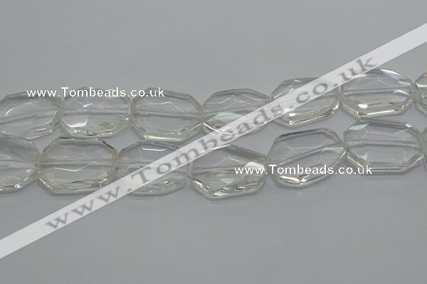 CCC815 15.5 inches 25*30mm faceted freeform natural white crystal beads