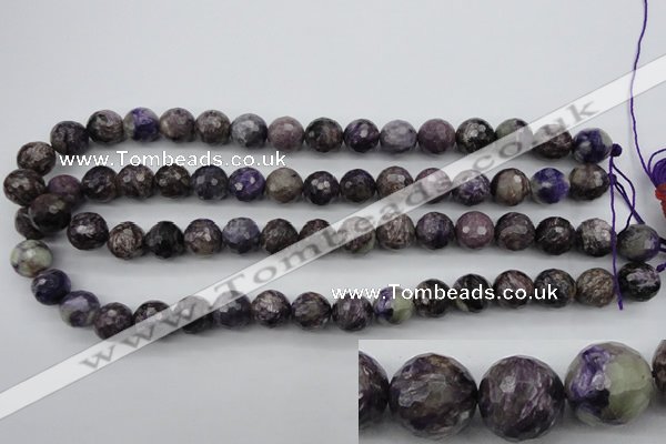 CCG54 15.5 inches 12mm faceted round natural charoite beads