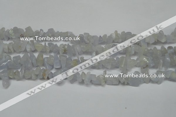 CCH218 34 inches 5*8mm blue chalcedony chips gemstone beads wholesale