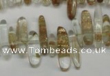 CCH340 15.5 inches 5*20mm gold sand quartz chips beads wholesale