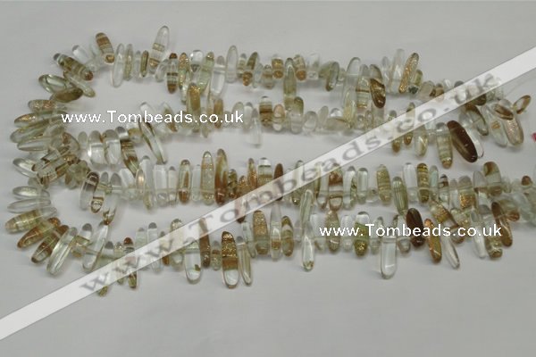 CCH340 15.5 inches 5*20mm gold sand quartz chips beads wholesale