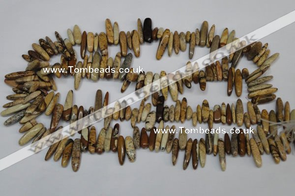 CCH345 15.5 inches 5*20mm picture jasper chips beads wholesale