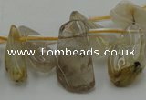 CCH403 15.5 inches 8*20mm - 10*25mm golden rutilated quartz chips beads