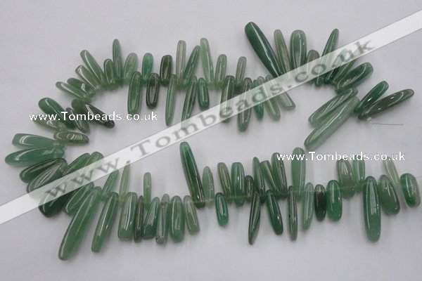 CCH405 15.5 inches 6*22mm - 7*35mm green aventurine chips beads