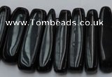 CCH409 15.5 inches 6*25mm - 7*35mm black agate chips beads