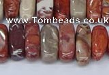 CCH715 15.5 inches 5*10mm - 5*15mm red porcelain chips beads