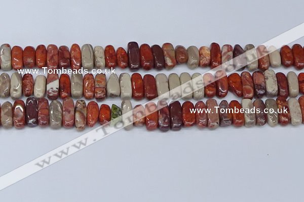 CCH715 15.5 inches 5*10mm - 5*15mm red porcelain chips beads