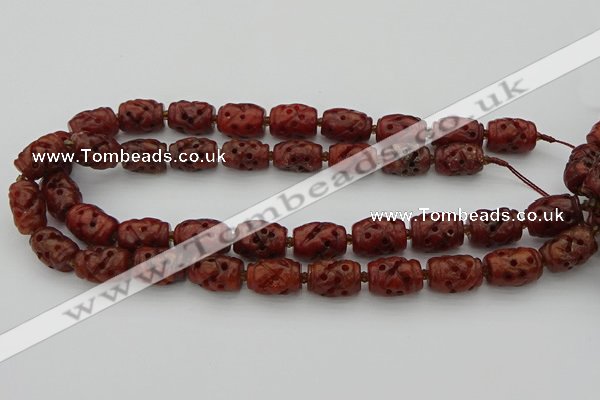 CCJ325 15.5 inches 12*16mm - 13*18mm carved drum China jade beads