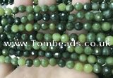 CCJ337 15.5 inches 6mm faceted round China green jade beads