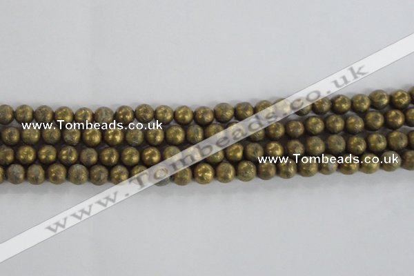 CCJ351 15.5 inches 8mm carved round plated China jade beads