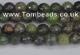 CCJ420 15.5 inches 4mm faceted round dendritic green jade beads