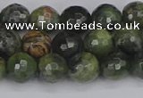 CCJ422 15.5 inches 8mm faceted round dendritic green jade beads