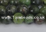 CCJ423 15.5 inches 10mm faceted round dendritic green jade beads