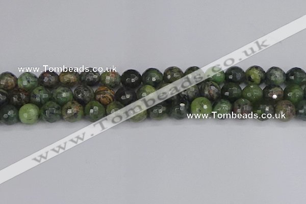 CCJ424 15.5 inches 12mm faceted round dendritic green jade beads