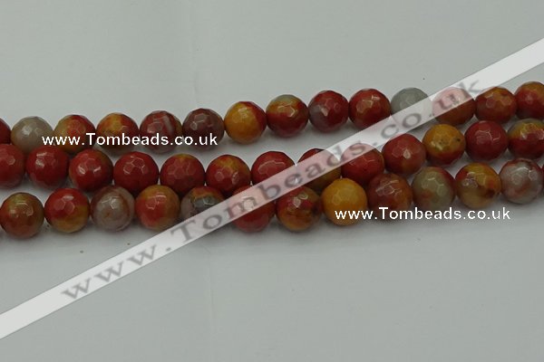 CCJ465 15.5 inches 14mm faceted round colorful jasper beads