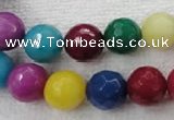 CCN1005 15.5 inches 12mm faceted round multi colored candy jade beads