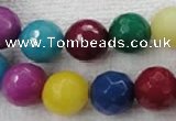 CCN1007 15.5 inches 16mm faceted round multi colored candy jade beads