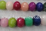 CCN1011 15.5 inches 8*12mm faceted rondelle multi colored candy jade beads