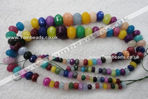 CCN1019 4*6mm - 13*18mm faceted rondelle multi colored candy jade beads