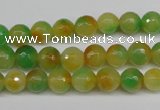 CCN1293 15.5 inches 8mm faceted round rainbow candy jade beads