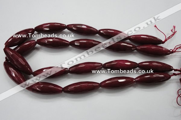 CCN1469 15.5 inches 14*40mm faceted rice candy jade beads wholesale