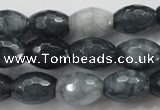 CCN1617 15.5 inches 10*14mm faceted rice candy jade beads